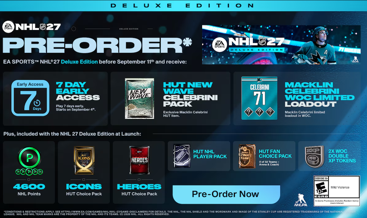 Předobjednávka NHL 27 Deluxe Edition